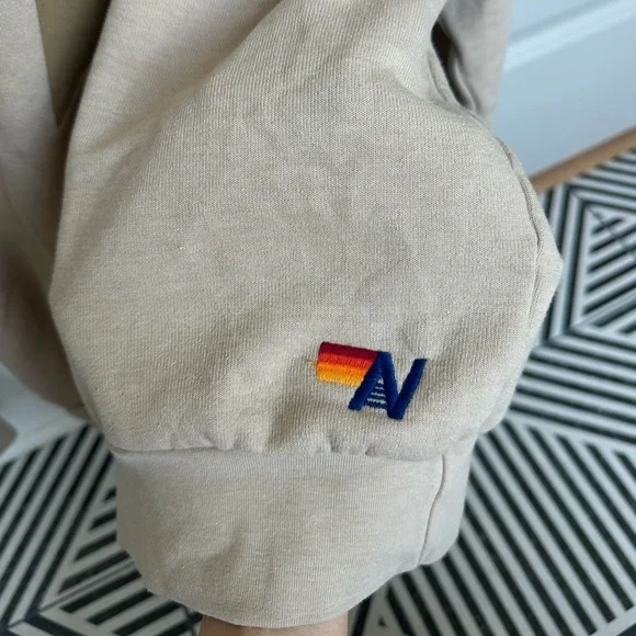 Aviator Nation Bolt Crewneck Sweatshirt; Sand/Mocha - XS - Picture 4 of 7